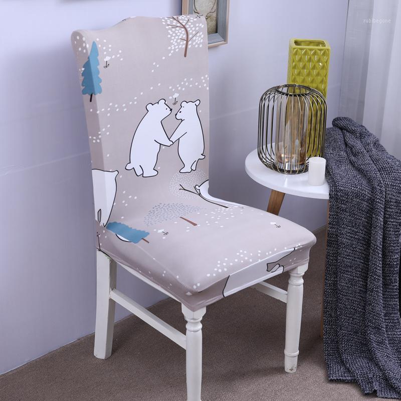

Chair Covers Cartoon Printed Cover Elastic Polyester Slipcover Adjustable Universal Protector For Kitchen Room Anti-stain Case