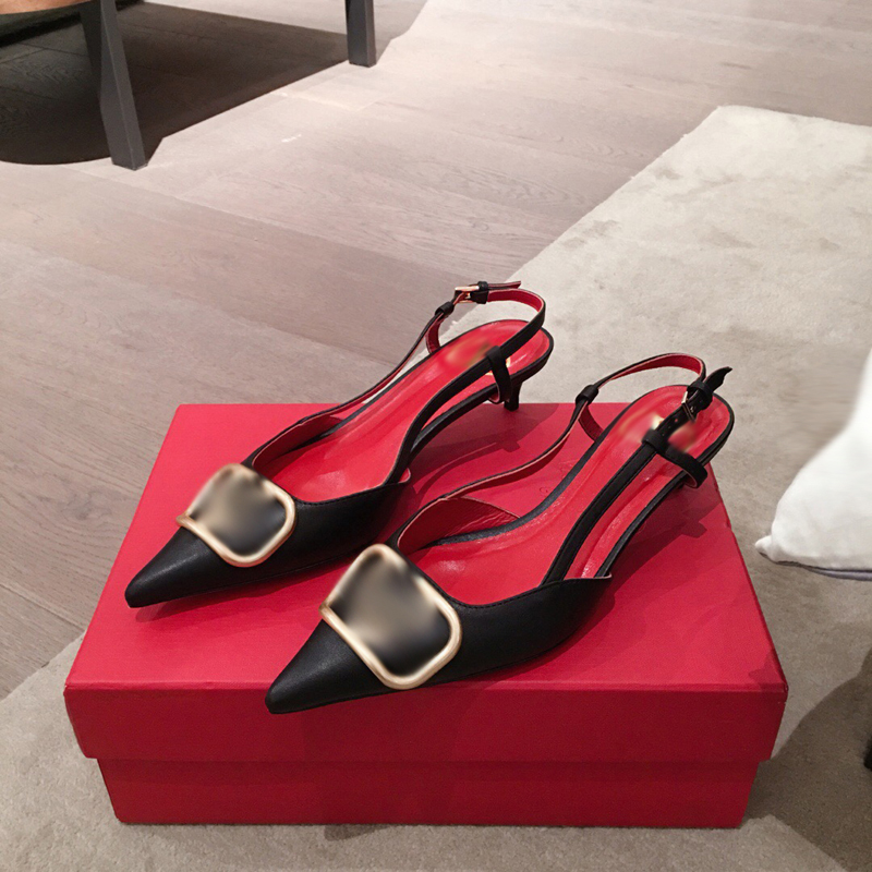 

2021 Good Quality Fashion Women Luxurys Designers Shoes Designer Sandals Womens Luxury High Heels Sandal Dress Shoess With Box Size 35-41 -H497, Black