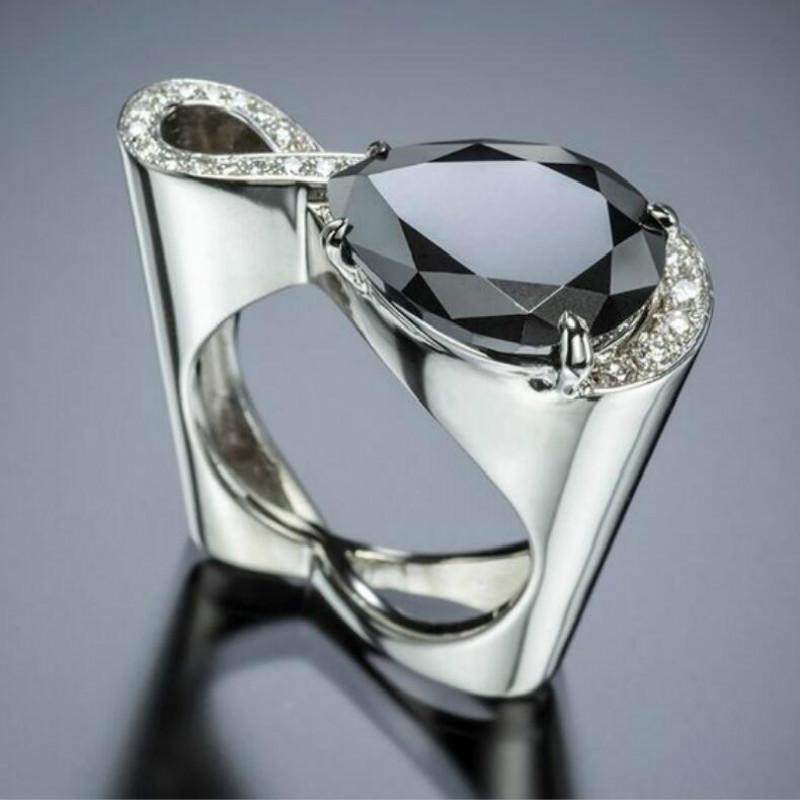 

Wedding Rings Women Ladies Unique Geometric Elegant 8 Shape Black Cubic Zirconia Stone Ring 2021 Fashion Engagement For Female