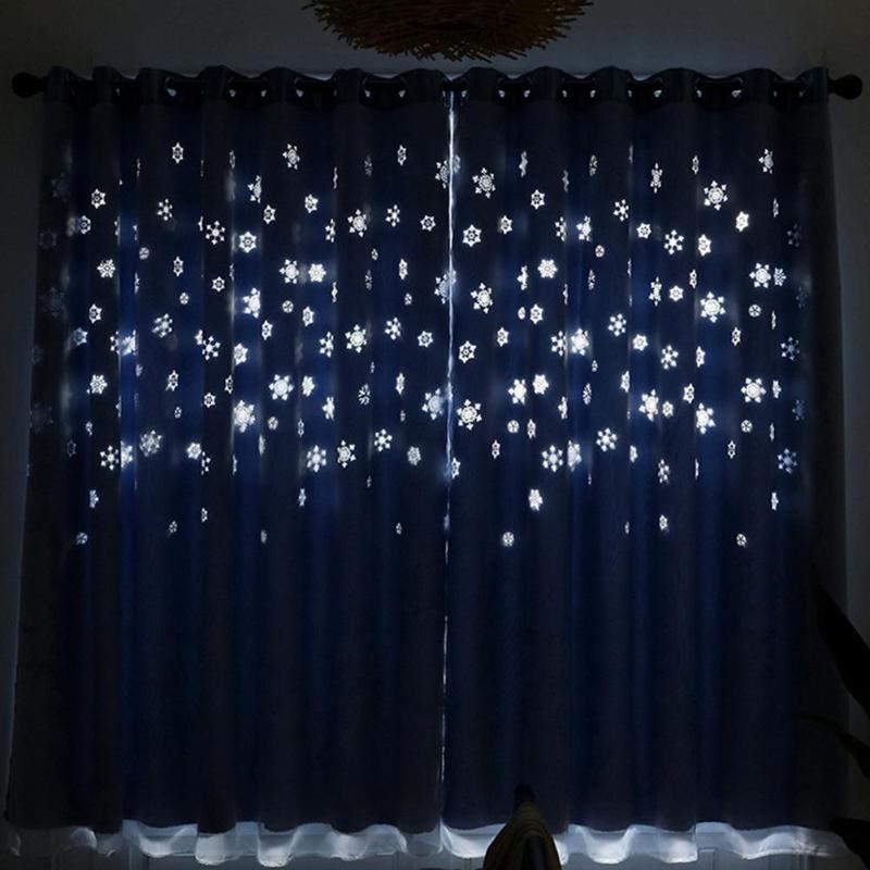 

Multicolor Hollow Snowflake Tulle Window Curtain Drape Block Light Blinds Living Room Decor Home Hotel Decor Sheer Curtains, Blue