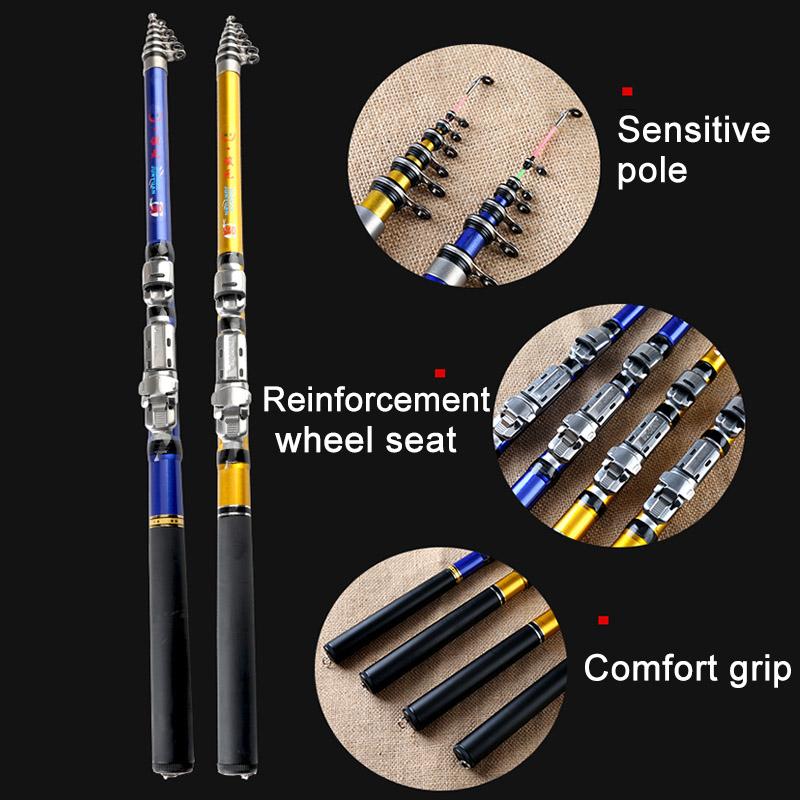 

Boat Fishing Rods Portable Sea Rod Pole Carbon Fiber 1.8/2.1/2.4/2.7/3.0m Spinning Reel Fish Tackle PSEN999