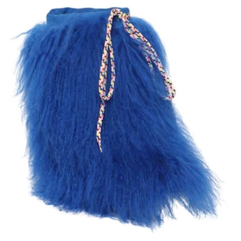 

boots winter woman warms up growing height eight inches in blue wool boots deep snow platform digit round foot wedge lace to short am6n, Black