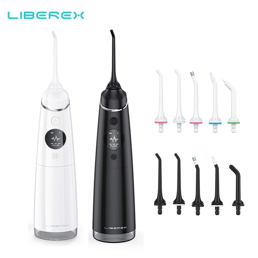 

Liberex Oral Irrigator Water Flosser Portable Cordless Dental USB Rechargeable IPX7 Waterproof 4 Modes Teeth Cleaner 220222