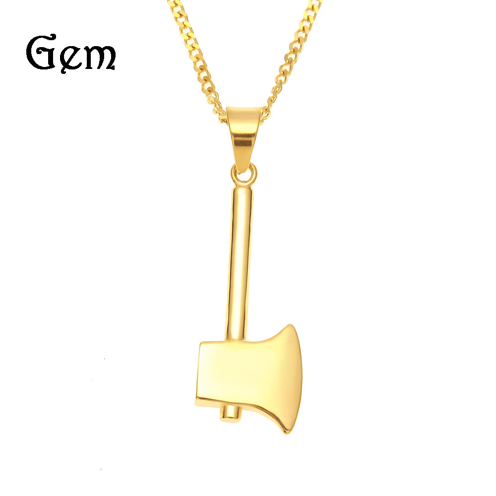 

Personalized men's hip hop high grade jewelry axe pendant vacuum plated stainless steel necklace
