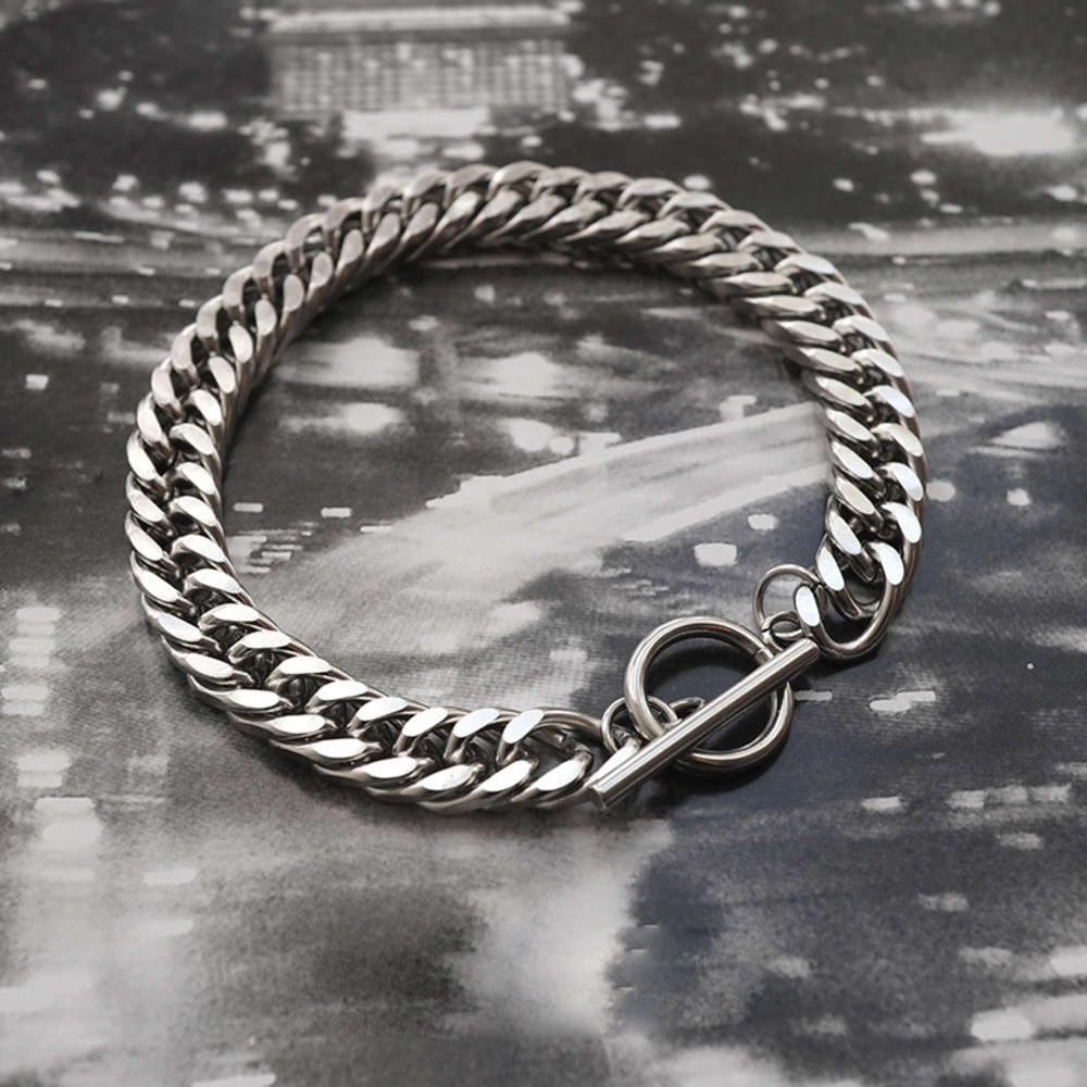 

bracelet Bracelet accessories ot personality Street trendsetter hip hop bungee bare chain steel simple Cuba titanium style rough, Golden;silver