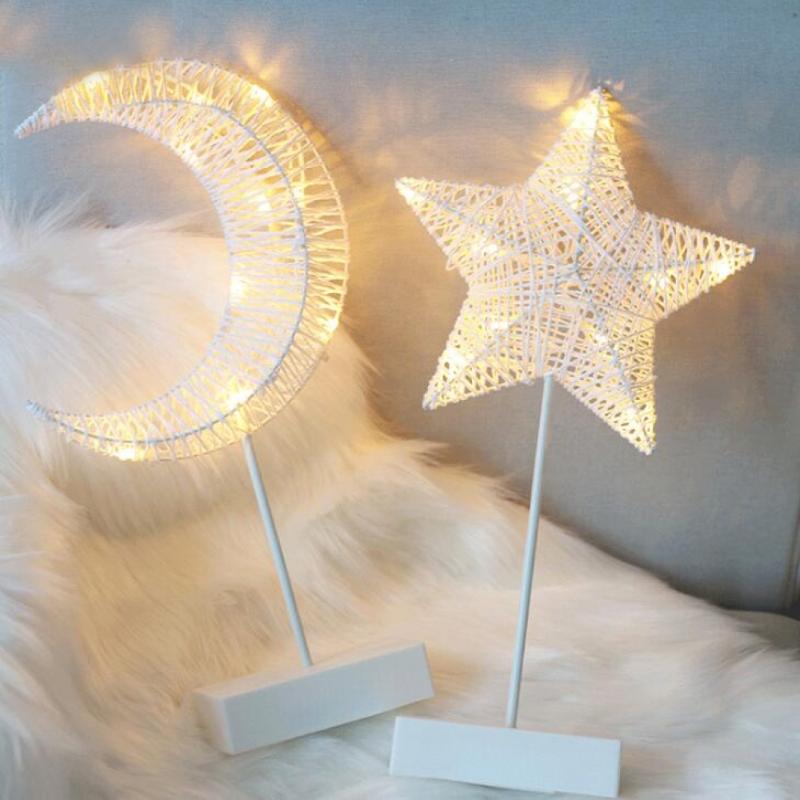 

Night Lights LED Rattan Light Stars Love Heart Christmas Tree Table Lamp Girl Room Decoration Warm White