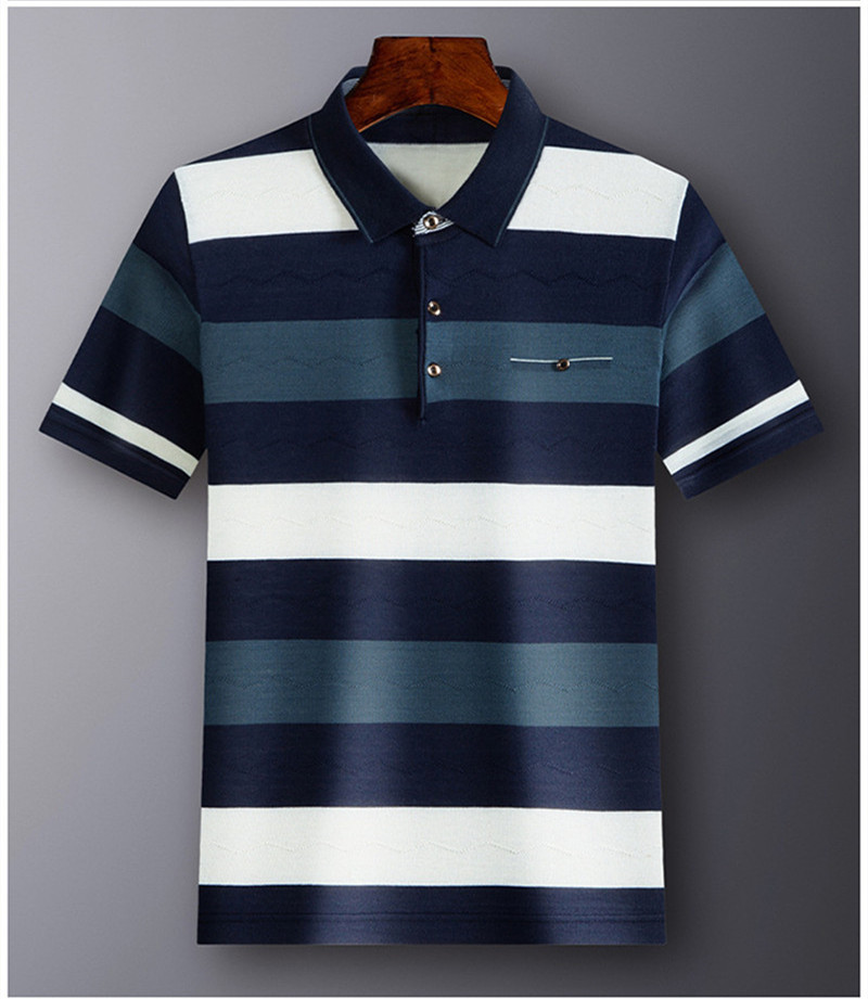 

Trendy Leisure Men's Polos Shirt Ymwmhu Men Striped Pure Cotton Thin Summer Tops Casual Streetwear Clothes Slim Fit Shirt, Green