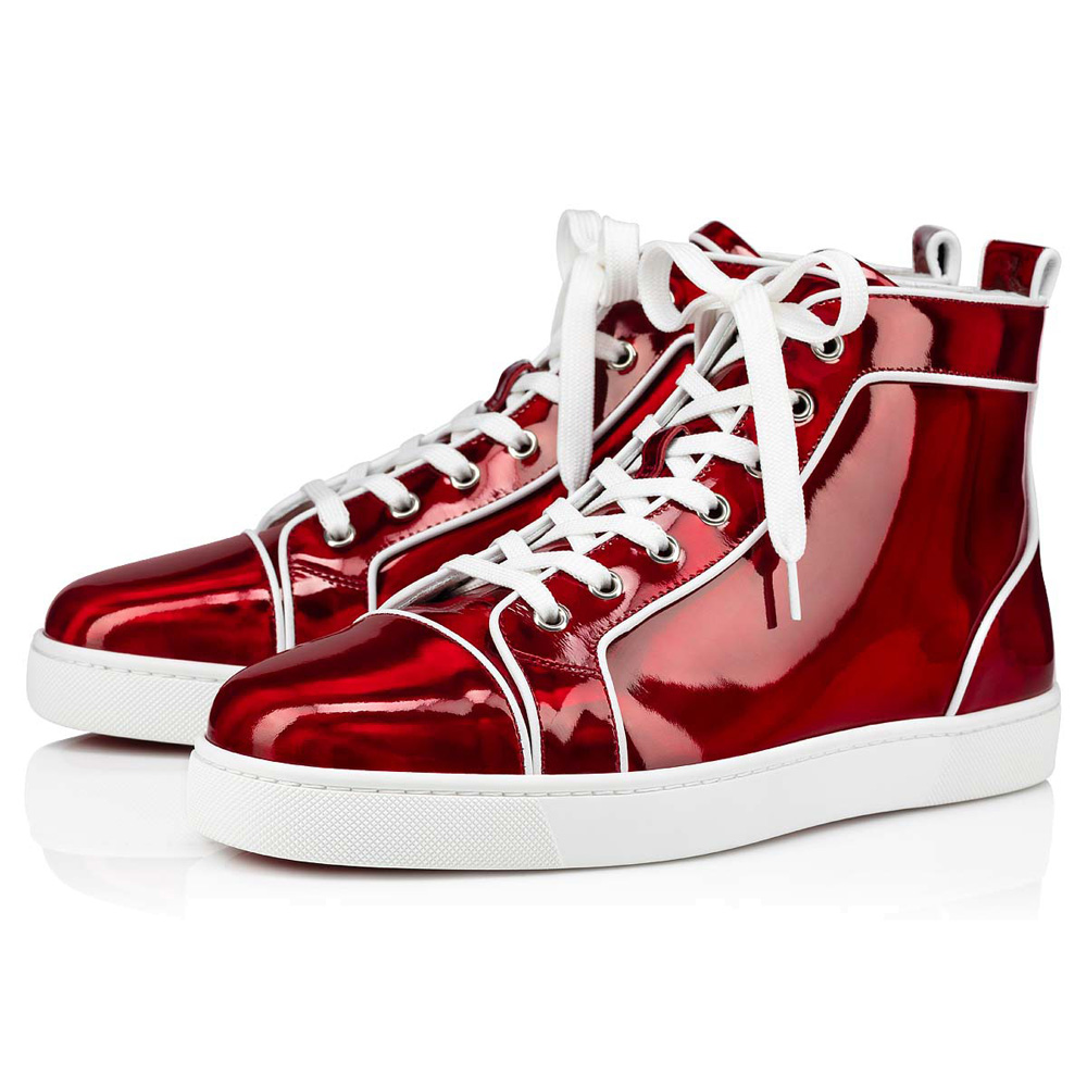 

Luxury Famous High Low Tops Red Bottom Dress Shoes Fun Loui Junior Spikes Flat Fashion Men Women Classic Elastikid Patent Leather Designer Outdoor Sneakers EU 35-47, #2