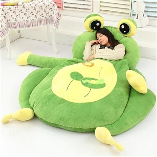 [funny] Very Cute Cartoon Sleeping Bag Soft Animal Frog Monkey Bear Cat Bed Carpet Tatami Sofa Mat Beanbag Plush Toy Kids Gift Q0727-image-717432506