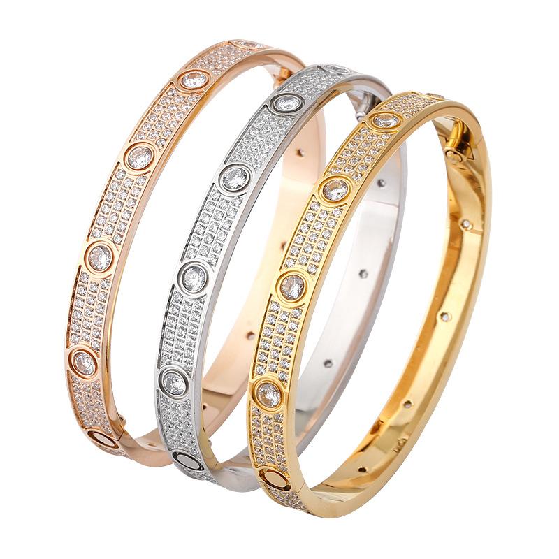 

Bangle Classic Screw Zircon Bracelet For Women Men's High Quality Stainless Steel Brand Bangles Inlaid Couple Jewelry