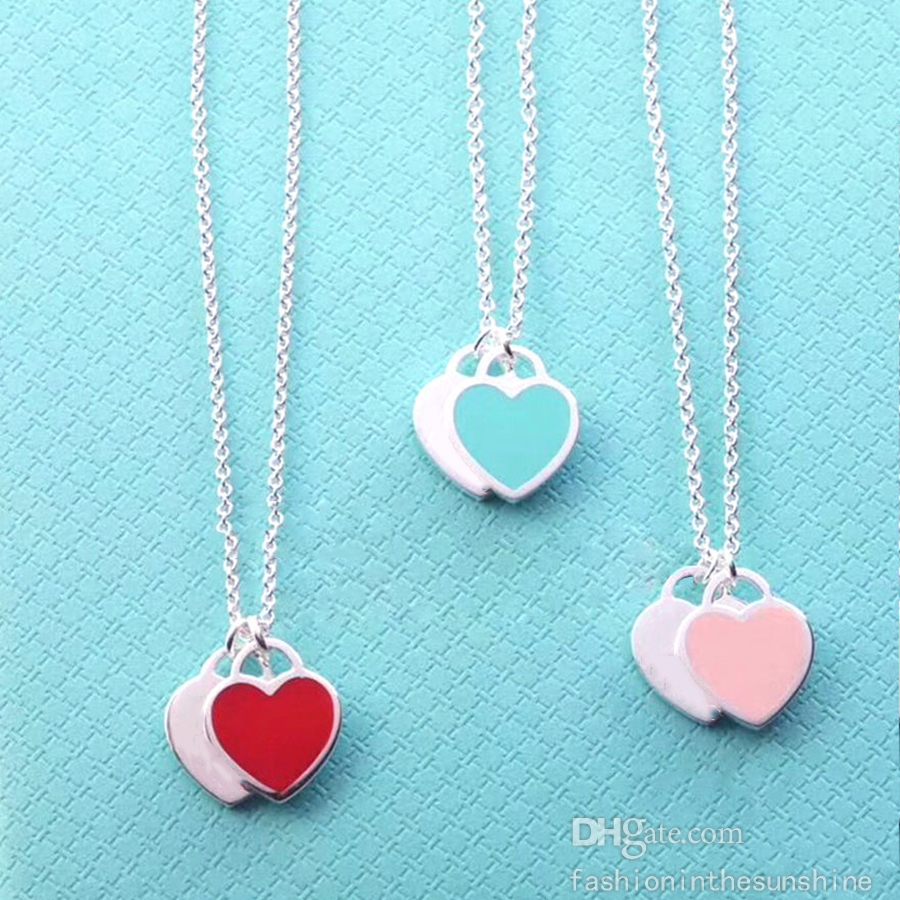 

Love Heart pendants diamond Necklaces Jewelry bracelet women mens statement necklace woman Fashion Clavicle Chain simple Personalized wedding gift With Box