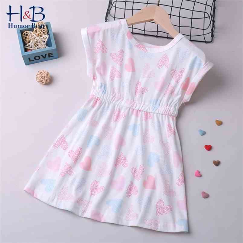 

Girls Dress Summer Sleeveless Heart Printed Sweet Fashion Princess Toddler Kids Clothes 210611, Bz082 white