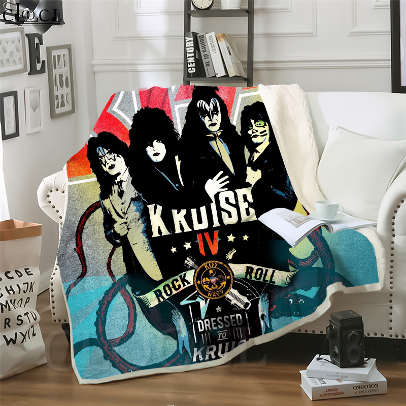 

CLOOCL New Legendary Band Kiss Band 3D Print Hip-hop Style Conditioning Blanket Sofa Teens Bedding Throw Blankets Plush Quilt