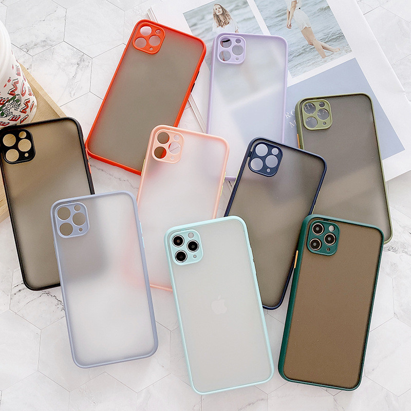 

Matte Clear TPU phone Case Hybrid PC Frosted Rugged Armor Cover For iPhone 12 mini 11 Pro Max XR X XS 8 7 6 Plus, Mix color (or remark colors you need)