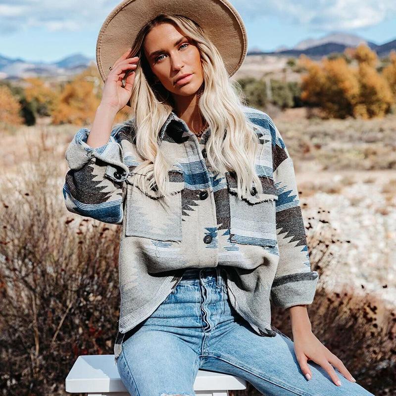 

Stitching Denim Jacket Women Plaid Print Long Sleeved Shirt Retro Cardigan Ladies Coat Ethnic Style Street Fashion Female Jacket, Black;brown