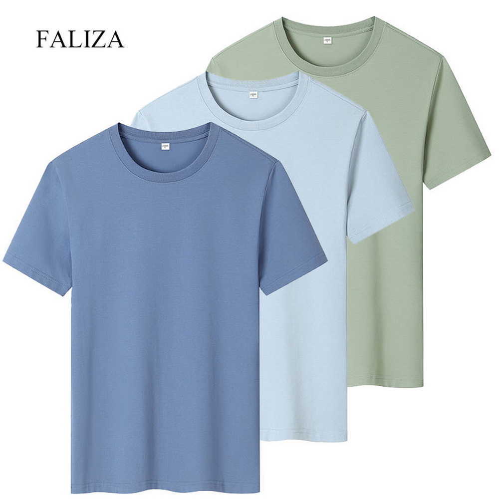 

100% Cotton Men T-Shirt Fashion Solid Color Casual Short Sleeve 3-pack Tshirts Summer Beathable Tee Male Tops Clothing TX156 210629, 3 pieces pink