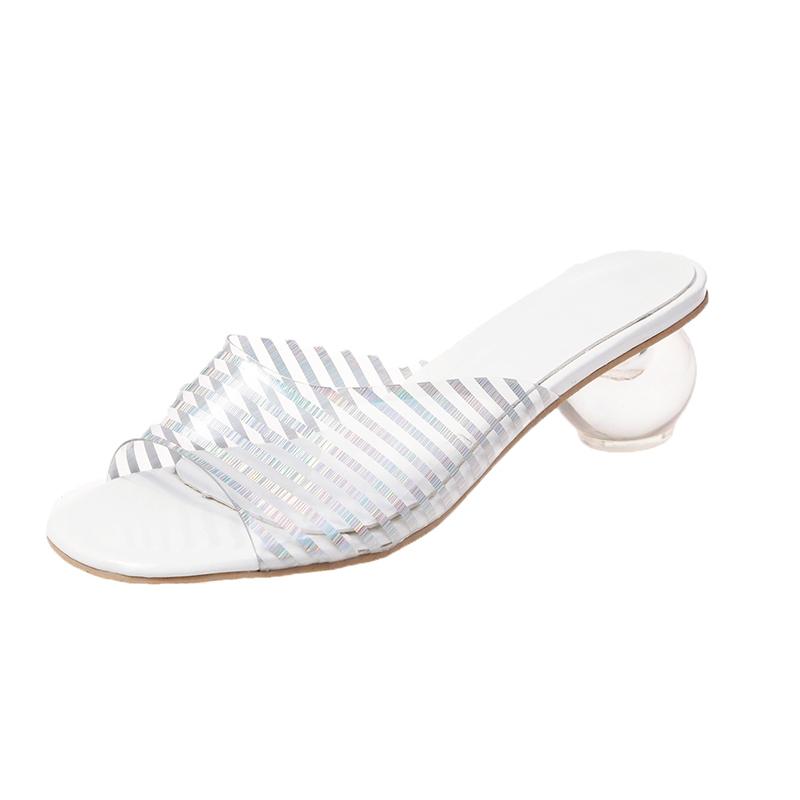 

Fashion New Women Sandals PVC Crystal Heel Transparent Women Sexy Clear High Heels Summer Sandals Pumps Shoes Slip On, Red