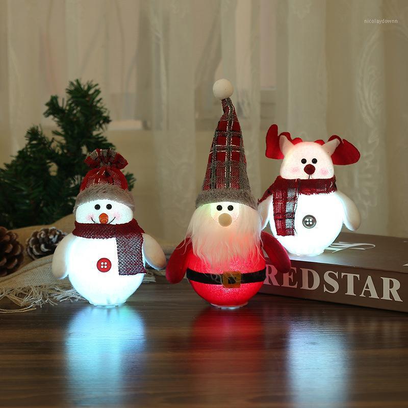 

Christmas Decorations Cute Santa Claus Snowman Elk Lights Tree Ornaments 2021 Merry For Home Party Xmas Gift