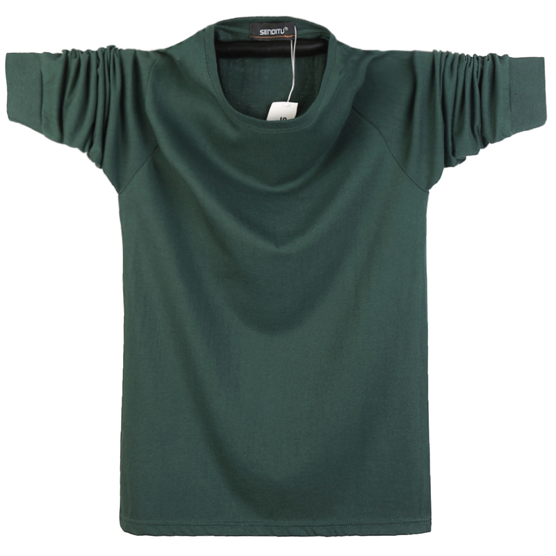 

2021 Cotton Spring Autumn Casual Long T-shirts Size Big 5xl New Men's Shirt Solid Color Homme Top t I4uv, White