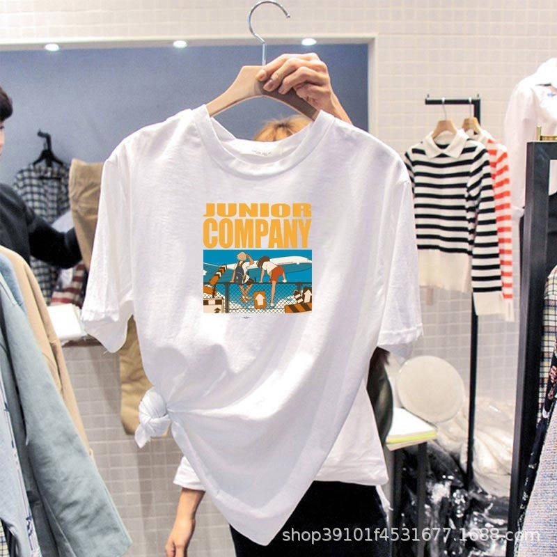 

pth8 cotton short sleeve t-women's t-shirt women's 2021summer korean loose large size fat mm half sleeve t-shirt, White