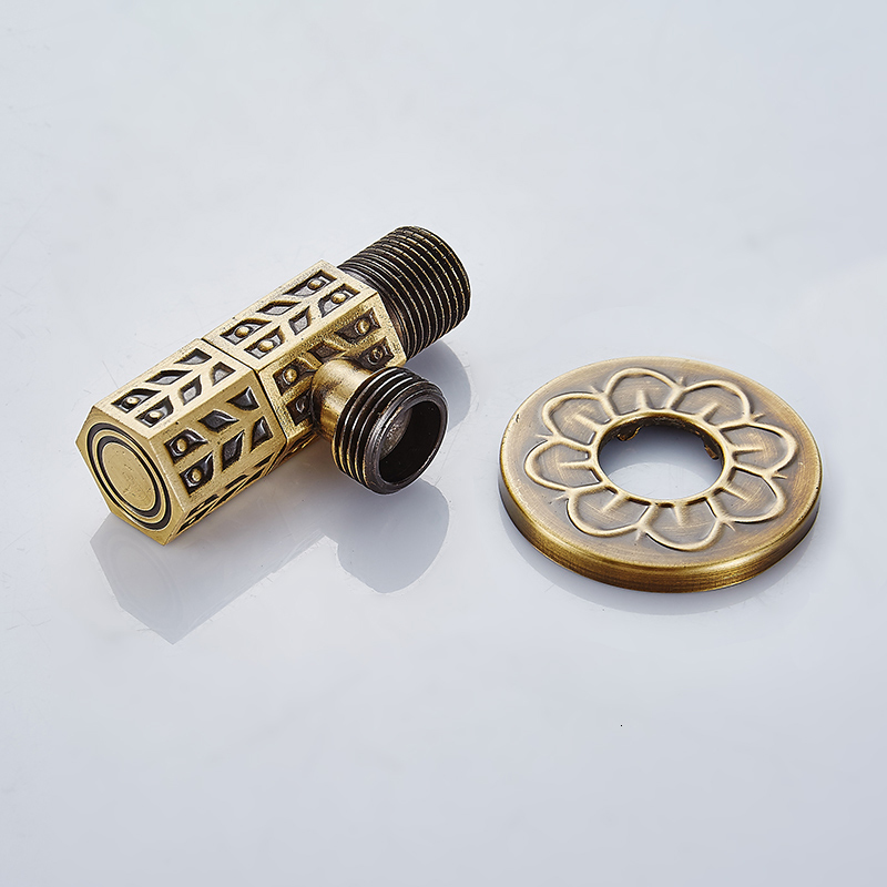 

2021 New Control Antique Bronze Corner Carved Bathroom Tap Water Vae 1/2*1/2 Brass Angle Vaes Eh3e