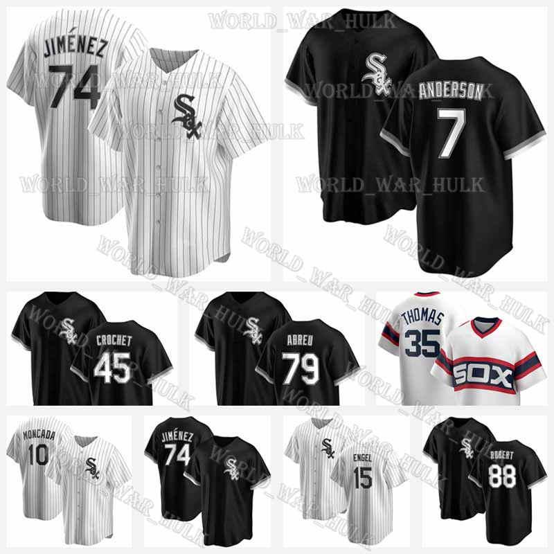 

74 Eloy Jimenez Jerseys 79 Jose Abreu Custom Luis Robert Nomar Mazara Tim Anderson White Nick Madrigal Yasmani Grandal Sox Baseball, Blue;black