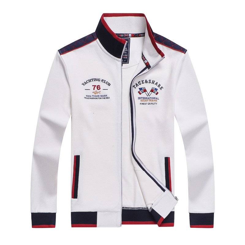 Vestes pour hommes Tarch et Brand Shark - Veste brodée pour hommes, fermeture à glissière décontractée, manteau, doudou