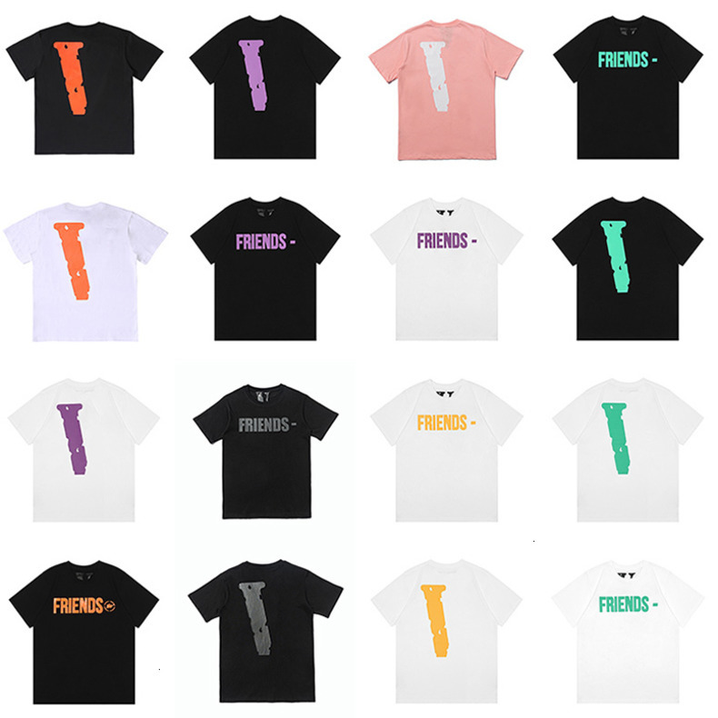 

21ss T-shirt big V Men and Women Loose Casual Smoke Angel Friends Short vlones Sleeve, 12