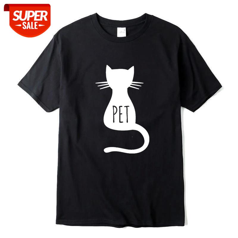 

XIN YI Men's T-shirt High quality 100% cotton Funny cat printing street style men tshirt cool loose o-neck tshirt male t-shirt #Rk23, White;black
