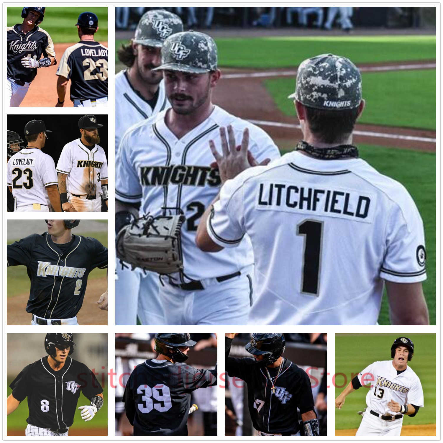 

UCF Knights baseball stitched custom any name number Jersey women mens youth 20 Jaylyn Whitehead 17 Nick Romano 27 Gephry Pena, Black