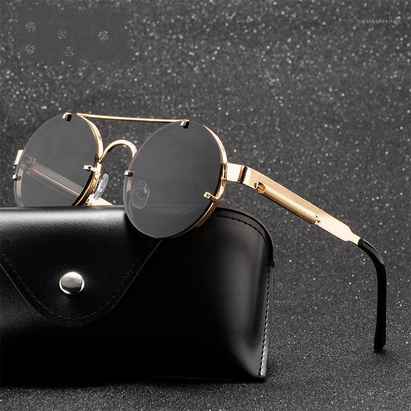 

Sunglasses Round Steampunk Men 2021 Fashion Elastic Temples Brand Designer Vintage Rimless Sun Glasses For Women Lentes De Sol