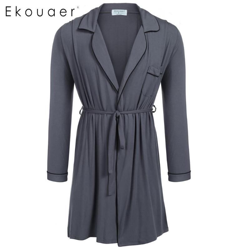 

Men's Sleepwear Ekouaer Long Sleeve Lounge Men Robe With Belt, Gray