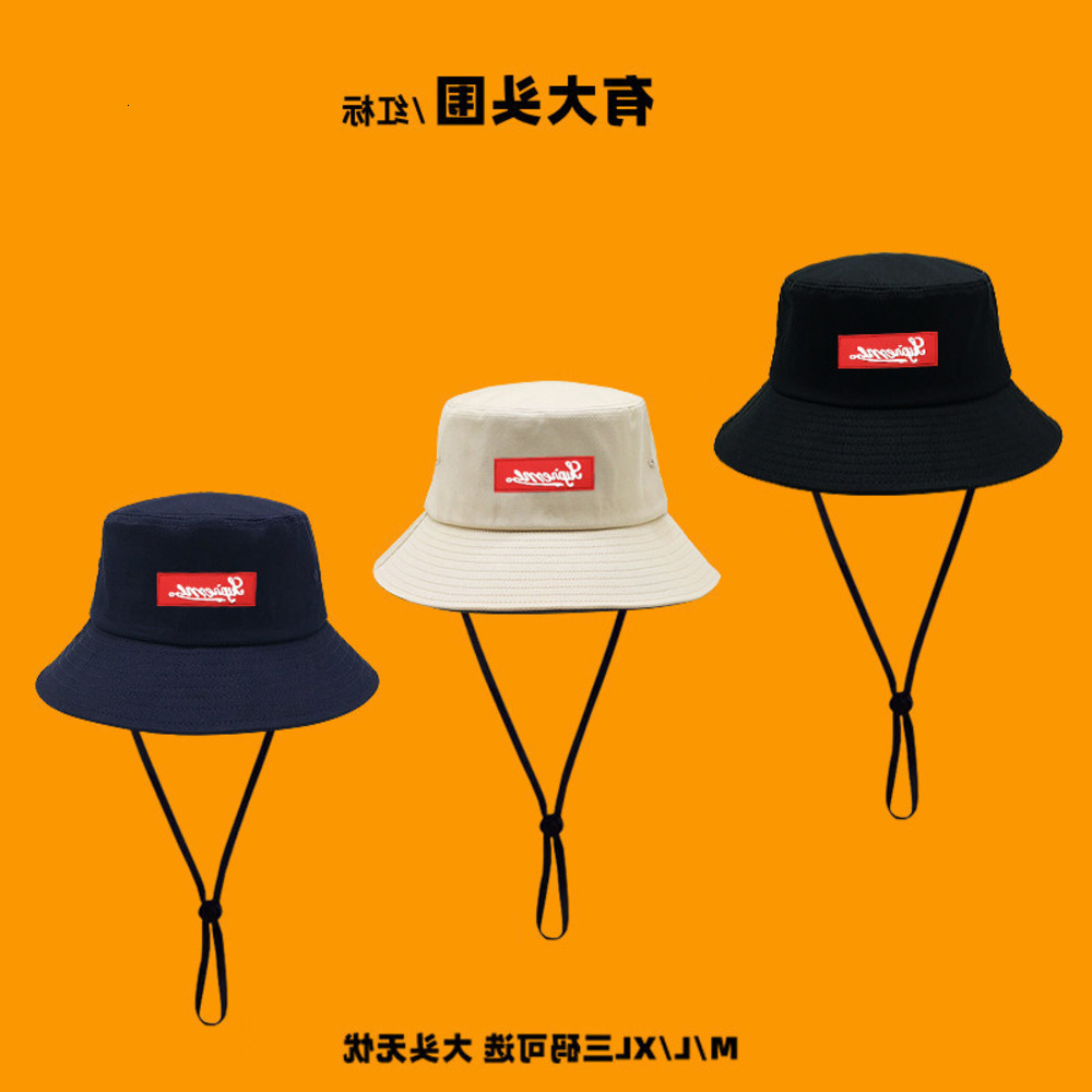 

Fisherman's hat men and women lovers spring summer sunshade sun tide br Korean letter versatile basin big head circumference, Blue;gray