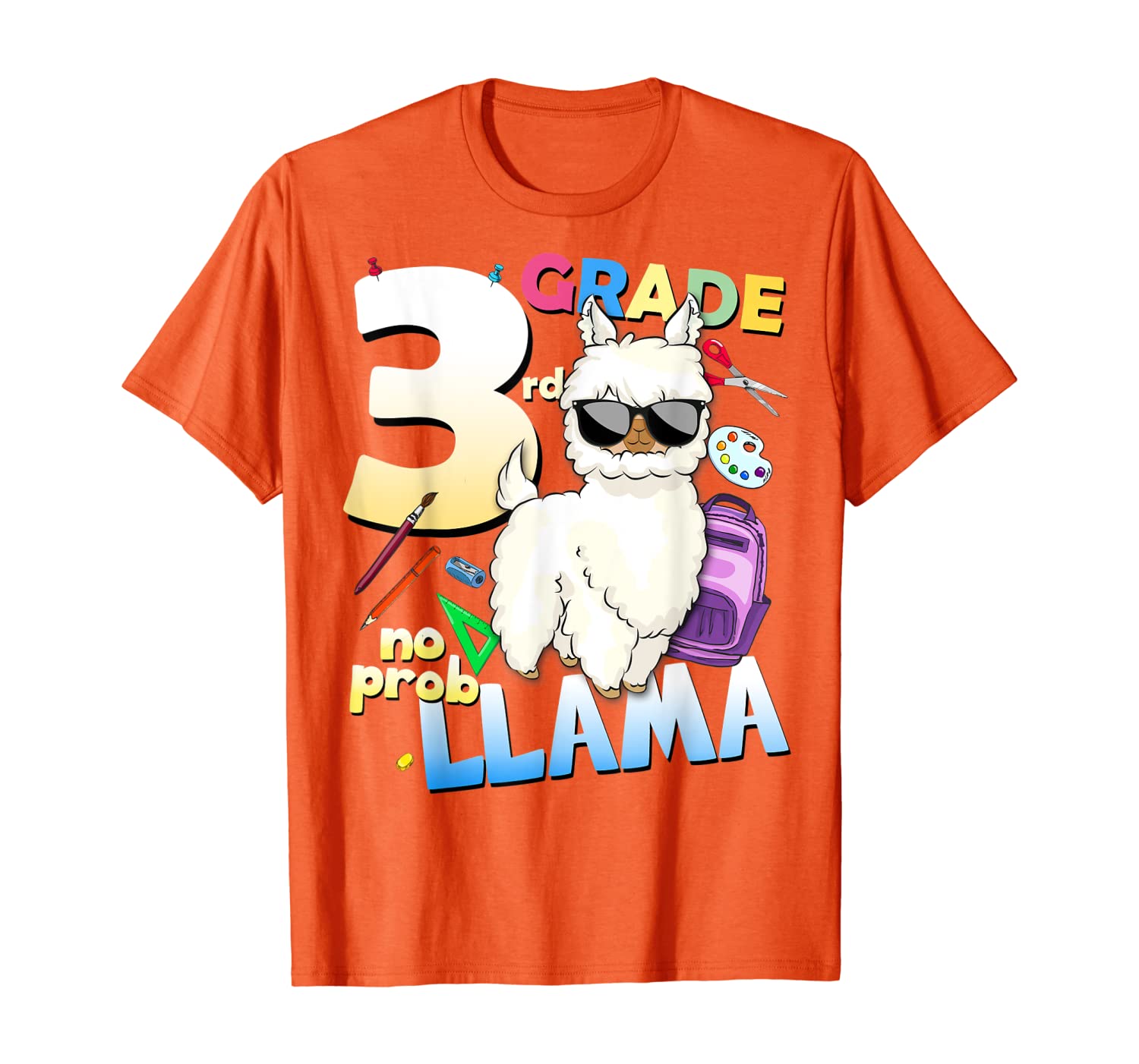 

3rd Grade No Probllama Llama Shirt First Day of School Gift T-Shirt, White;black