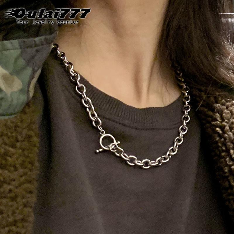 

Chains Chain Necklace Womens Fashion Jewelry On The Neck Hip Hop Choker Big Stainless Steel Punk Gifts For Male