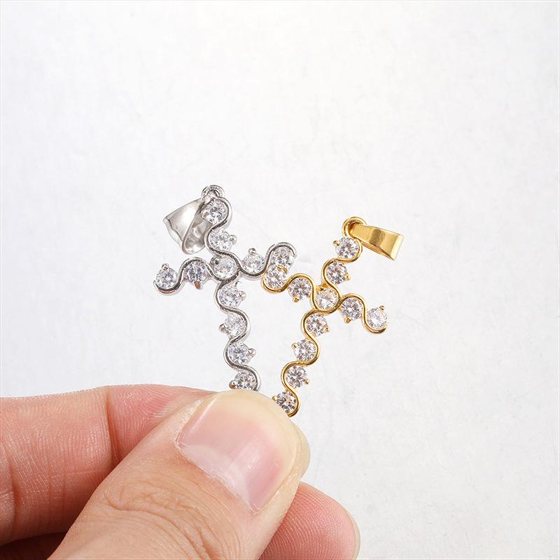 

Pendant Necklaces Hip Hop Claw Set 5A+ CZ Stone Bling Iced Out Gold Silver Color Stainless Steel Cross Pendants For Men Women Jewelry