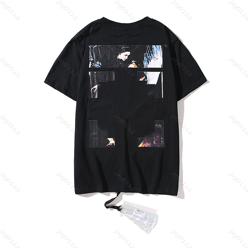 

21SS OFF Spring Summer WHITE printing Tees OW loose casual sports round neck short sleeve T-shirt men and women 1139 HAT, White;black