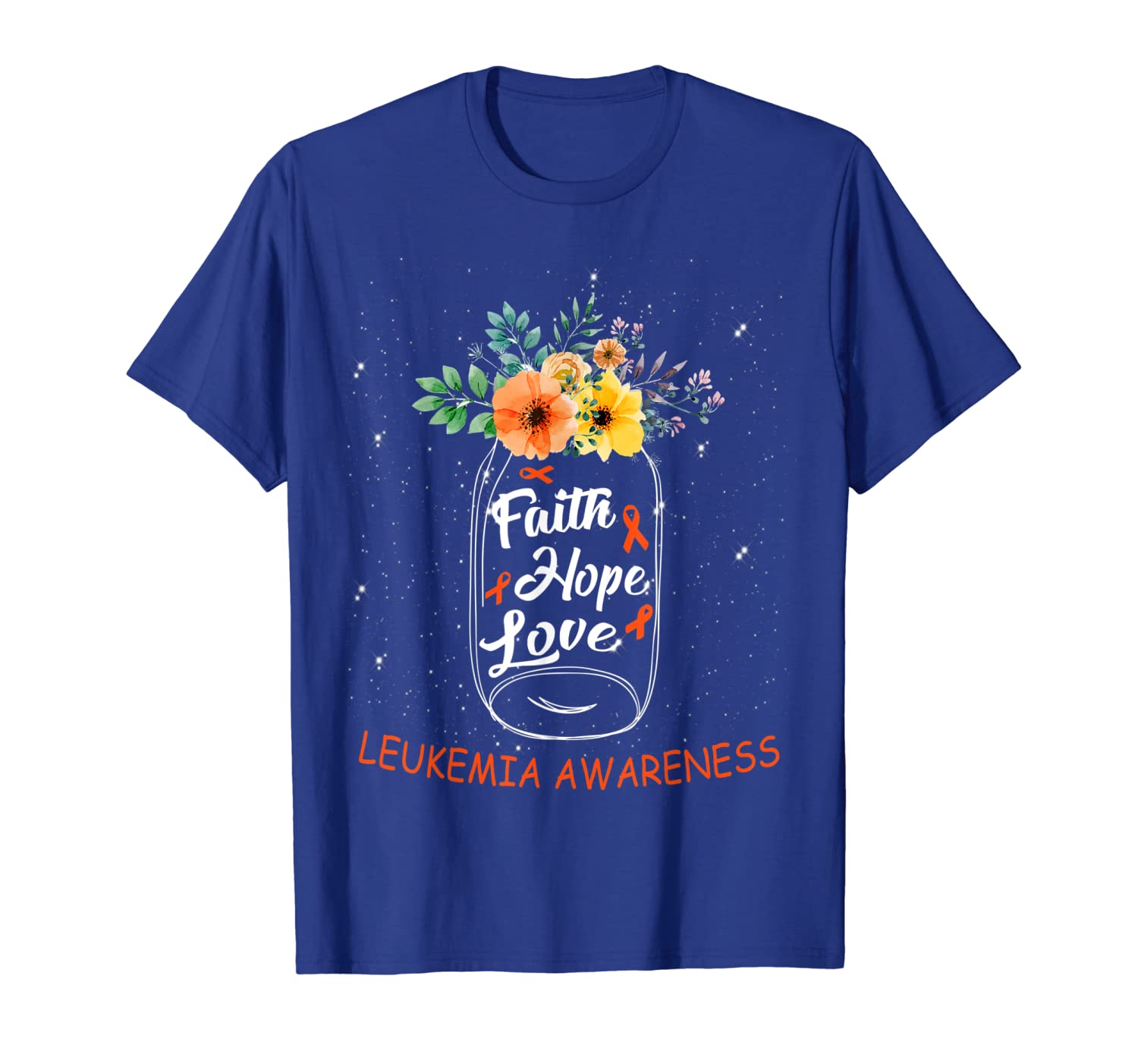 

Leukemia-Cancer-Awareness Faith-Hope-Love T-shirt, White;black
