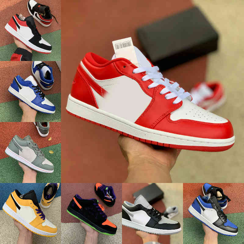 

2021 Low 1 1s University Blue Men Basketball Shoes Black Toe Court Purple White UNC Light Smoke Grey Reverse Royal Laser Orange Women Sneake