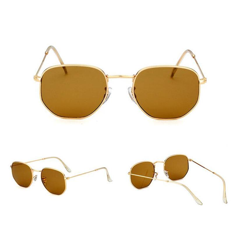 

High Quality Hexagonal Womans Sunglasses Glass Lens Luxury Mens Sun glasses UV Protection men Designer eyeglass Metal hinge Fashion women spectacles with box 548