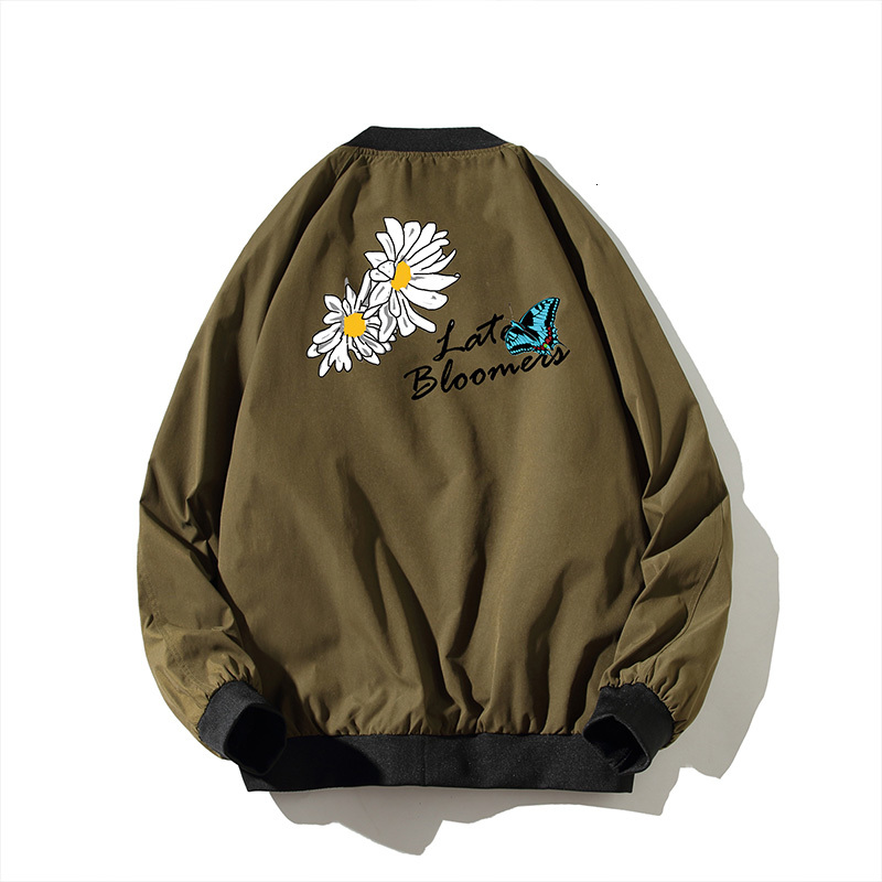 

2021 New Fashion Baseball Autumn Man Oversize Coat Casual  Flower Printed Jacket for Men Men's Clothing Streetwear H4k8, Meters apricot