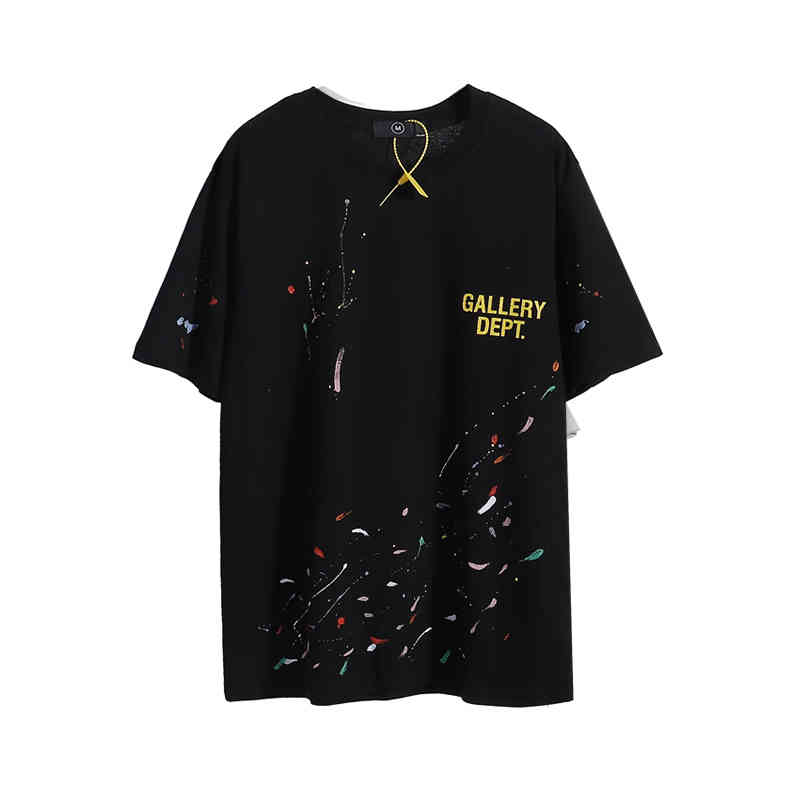 

Men's T-Shirts Mão pintado carta impressão verão dos homens tshirts manga curta oversize algodão em torno do pescoço solto casual t camisa GDPP, 1# shoe box