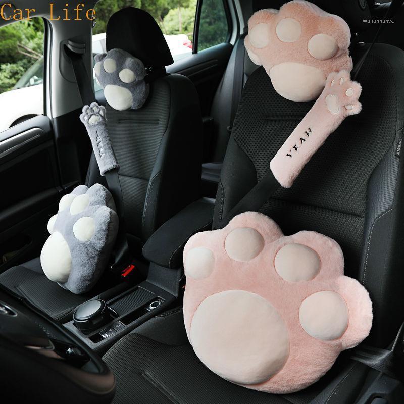 

Seat Cushions Cute Cat Scratch Car Pillow Headrest Neck Back Support Travel Massage Relieve Fatigue For Universal