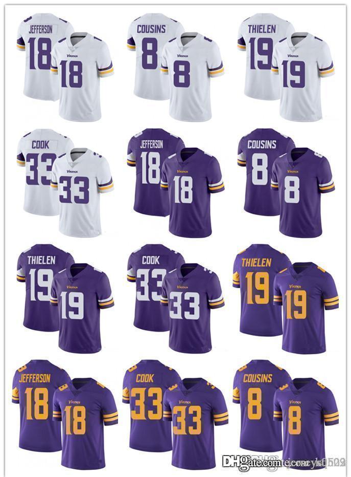 

Men Women Youth Minnesota Vikings 19 Adam Thielen 8 Kirk Cousins 18 Justin Jefferson 33 Dalvin Cook Football Jerseys, Black;red