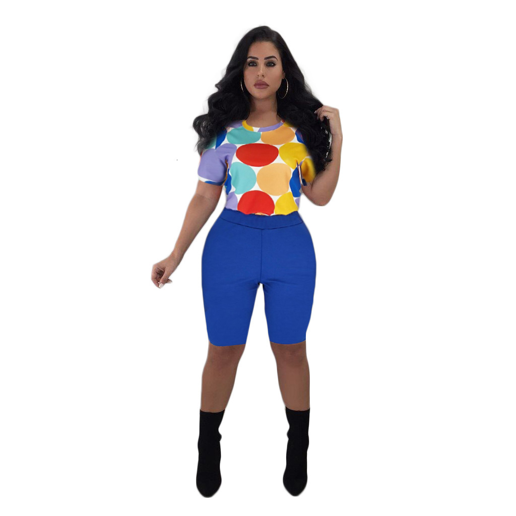 

2021 New Spring Summer Women Two Piece Set Top and Pants Plus Size Outfits Tracksuit Sweatsuit Outfit Dot Print Active Sets E2wz, Multicolor