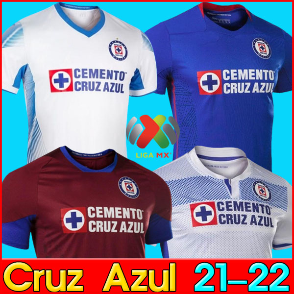 

21 22 Cruz Azul away home 9 Stars soccer jersey 9th star 2021 2022 ALVARADO RODRIGUEZ PINEDA ESCOBAR ROMO white blue football shirt Liga MX Men Kids kit camiseta de fútbol, P09 20 21 third men