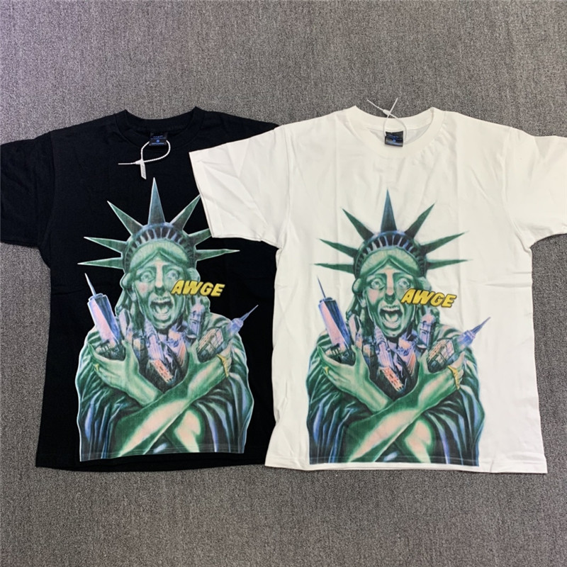 

2021 2021ss New Hip-hop Awge t Shirt Men Women Oversized High Quality Summer Style Fashion Casual Top Tees Streetwear T-shirts Zelh