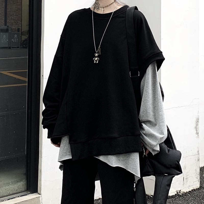 

Sleeveless sweater women's autumn 2021 new Harajuku style casual black vest student fashion loose top, Black sweater