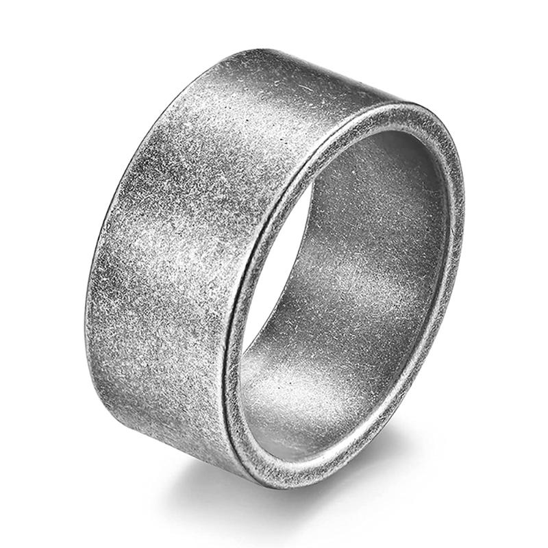 

Wedding Rings Simple Design 10MM Wide Stainless Steel Black/Gold/Ancient Silver Color Trendy Ring Jewelry For Women Men