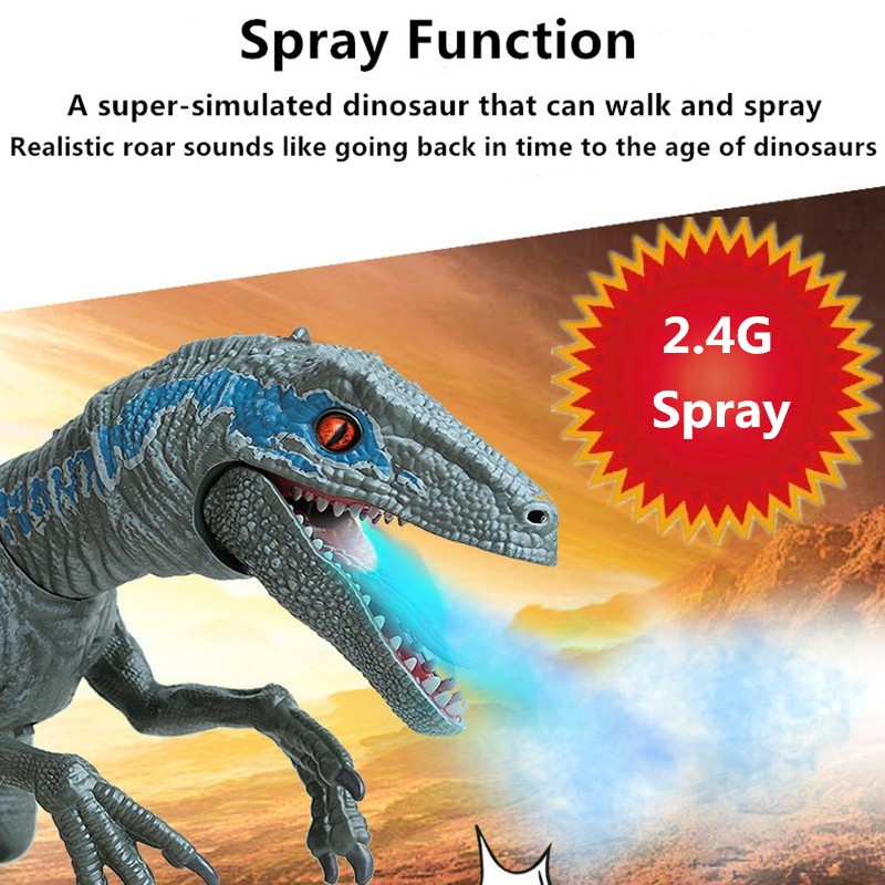 

High Simulation Spray Dinosaur 2.4G Remote Control RC Robot Dinosaur Can Walking Sound Music Effect Intelligent Battle Toy Gifts, Green
